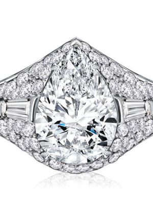 Pear Cut Micro Pave Cocktail Ring - 925 Sterling Silver Vintage Style