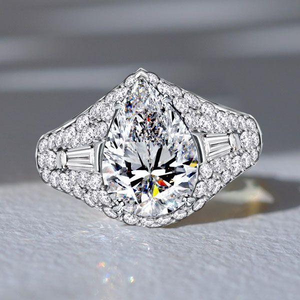 Pear Cut Micro Pave Cocktail Ring - 925 Sterling Silver Vintage Style