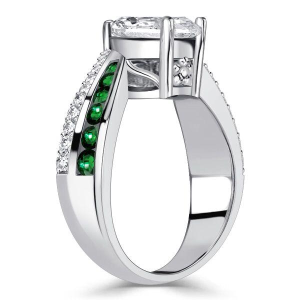 Pear Shaped Emerald & Sapphire Bypass Ring - Sterling Silver Engagement Ring