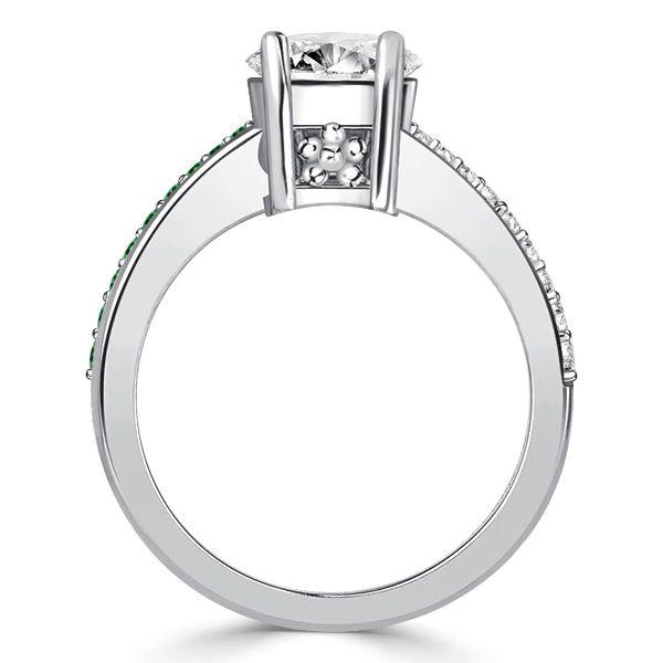 Pear Shaped Emerald & Sapphire Bypass Ring - Sterling Silver Engagement Ring