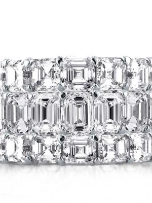 Triple Row Eternity Wedding Band - Created White Sapphire - Sterling Silver