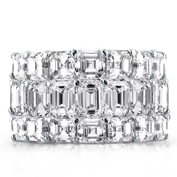 Triple Row Eternity Wedding Band - Created White Sapphire - Sterling Silver