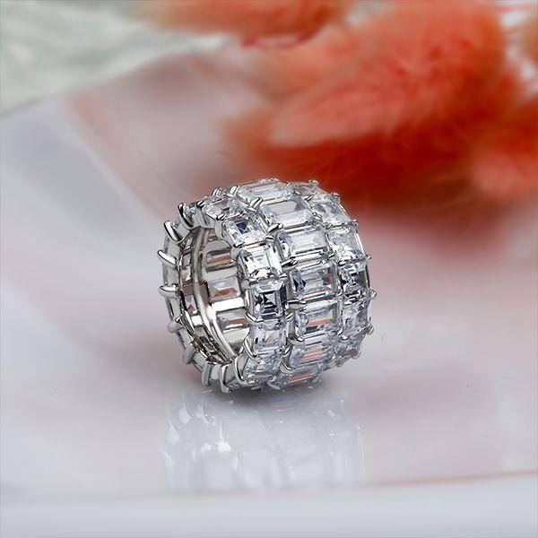 Triple Row Eternity Wedding Band - Created White Sapphire - Sterling Silver