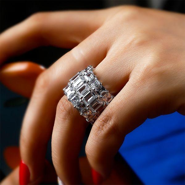 Triple Row Eternity Wedding Band - Created White Sapphire - Sterling Silver