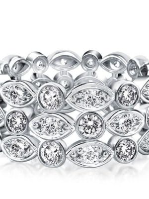 Triple Row Vintage Round Cut Eternity Wedding Band in Sterling Silver