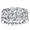 Triple Row Vintage Round Cut Eternity Wedding Band in Sterling Silver
