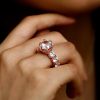 18K Rose Gold Plated Sterling Silver 6 Prong Engagement Ring with 3.87 CT Center Stone