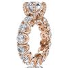 18K Rose Gold Plated Sterling Silver 6 Prong Engagement Ring with 3.87 CT Center Stone