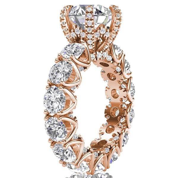 18K Rose Gold Plated Sterling Silver 6 Prong Engagement Ring with 3.87 CT Center Stone