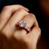 18K Rose Gold Plated Sterling Silver 6 Prong Engagement Ring with 3.87 CT Center Stone