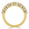 18K Gold Plated Sterling Silver Double Row Round Cut Half Eternity Wedding Band