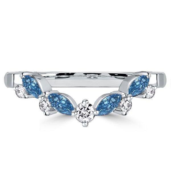 Blue Topaz Halo Bridal Set Engagement Ring Set in Sterling Silver