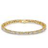 Sterling Silver Baguette and Round Cut Tennis Bracelet | Wedding & Anniversary Jewelry