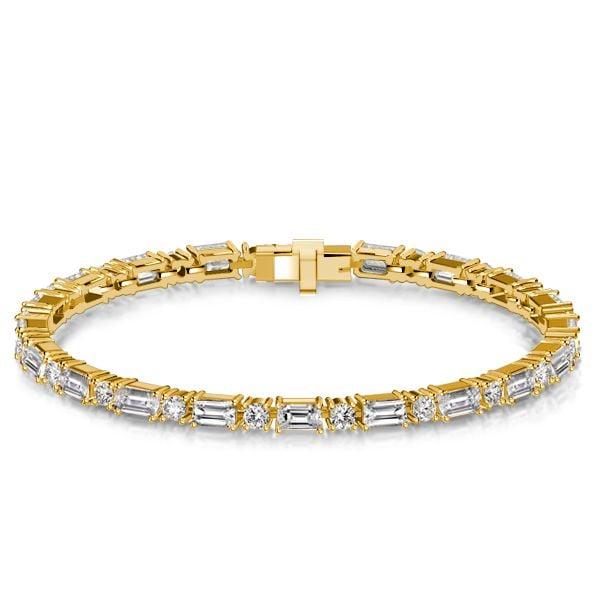 Sterling Silver Baguette and Round Cut Tennis Bracelet | Wedding & Anniversary Jewelry