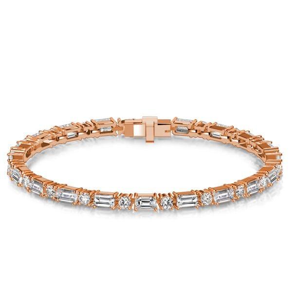 Sterling Silver Baguette and Round Cut Tennis Bracelet | Wedding & Anniversary Jewelry