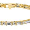 Sterling Silver Baguette and Round Cut Tennis Bracelet | Wedding & Anniversary Jewelry
