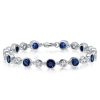 Sterling Silver Alternating White & Blue Sapphire Tennis Bracelet (7.50 CT. TW)