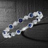 Sterling Silver Alternating White & Blue Sapphire Tennis Bracelet (7.50 CT. TW)