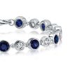Sterling Silver Alternating White & Blue Sapphire Tennis Bracelet (7.50 CT. TW)