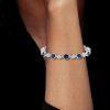 Sterling Silver Alternating White & Blue Sapphire Tennis Bracelet (7.50 CT. TW)