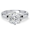 East West White Sapphire Cushion Cut Engagement Ring in Sterling Silver