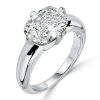 East West White Sapphire Cushion Cut Engagement Ring in Sterling Silver