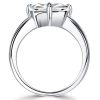 East West White Sapphire Cushion Cut Engagement Ring in Sterling Silver