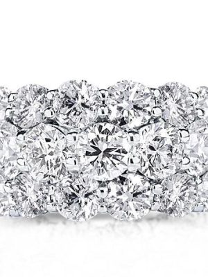 Sterling Silver Triple Row Round Cut Eternity Wedding Band Ring - 7.50 CTW