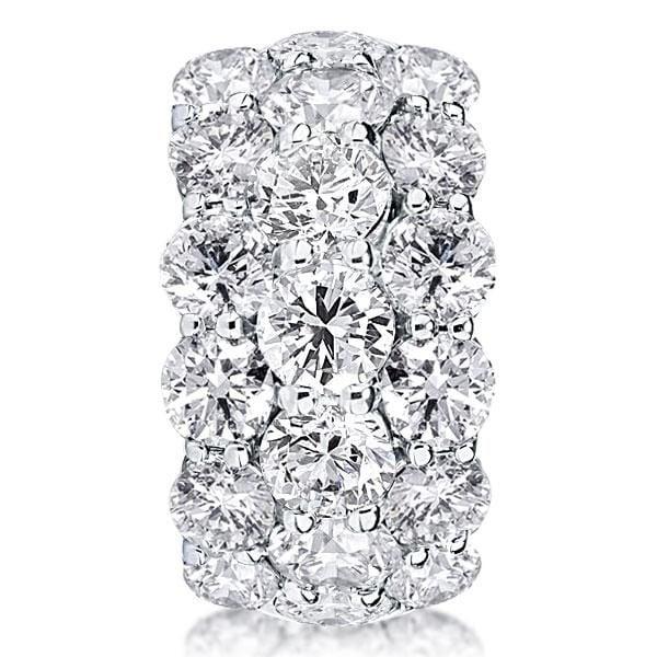Sterling Silver Triple Row Round Cut Eternity Wedding Band Ring - 7.50 CTW