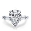 Pear-Cut Created White Sapphire Sterling Silver Three-Stone Engagement Ring