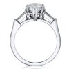 Pear-Cut Created White Sapphire Sterling Silver Three-Stone Engagement Ring