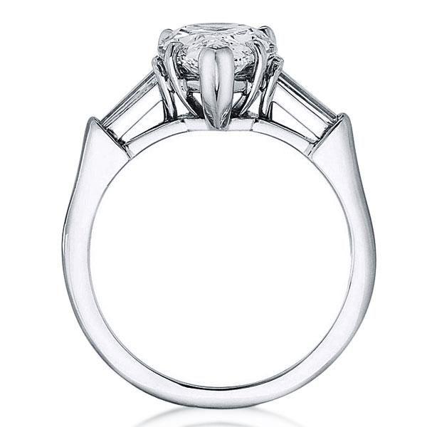 Pear-Cut Created White Sapphire Sterling Silver Three-Stone Engagement Ring