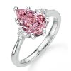 Pear Shaped Pink Simulated Diamond Ring - Sterling Silver Promise Ring for Women