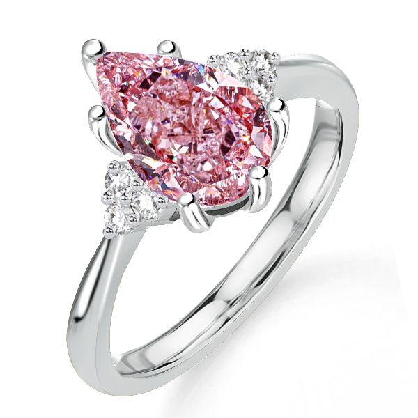 Pear Shaped Pink Simulated Diamond Ring - Sterling Silver Promise Ring for Women