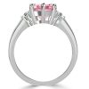 Pear Shaped Pink Simulated Diamond Ring - Sterling Silver Promise Ring for Women