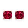 Cushion Cut Ruby and Sapphire Stud Earrings in Rhodium-Plated Sterling Silver