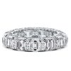 Emerald Cut Created White Sapphire Eternity Wedding Band in Rhodium Plated Sterling Silver