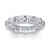 Emerald Cut Created White Sapphire Eternity Wedding Band in Rhodium Plated Sterling Silver