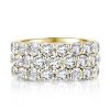 Golden Triple Row Created White Sapphire Wedding Band - 18K Gold Plated Sterling Silver