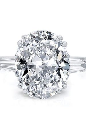 Sterling Silver Oval Cut Engagement Ring - Double Prong Setting