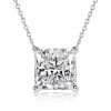 Sterling Silver Princess Cut Solitaire Pendant Necklace for Women
