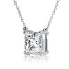 Sterling Silver Princess Cut Solitaire Pendant Necklace for Women