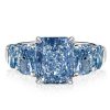 Radiant Cut Blue Topaz Five Stone Wedding Ring in Sterling Silver
