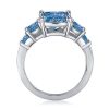 Radiant Cut Blue Topaz Five Stone Wedding Ring in Sterling Silver
