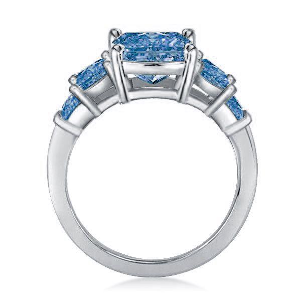 Radiant Cut Blue Topaz Five Stone Wedding Ring in Sterling Silver