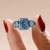 Radiant Cut Blue Topaz Five Stone Wedding Ring in Sterling Silver