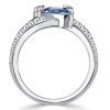 Sterling Silver Pear Cut Pink Sapphire and Blue Topaz Twin Stone Engagement Ring
