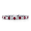 Ruby & White Sapphire Eternity Band - 925 Sterling Silver Wedding Ring