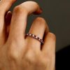 Ruby & White Sapphire Eternity Band - 925 Sterling Silver Wedding Ring