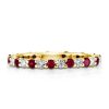 Ruby & White Sapphire Eternity Band - 925 Sterling Silver Wedding Ring